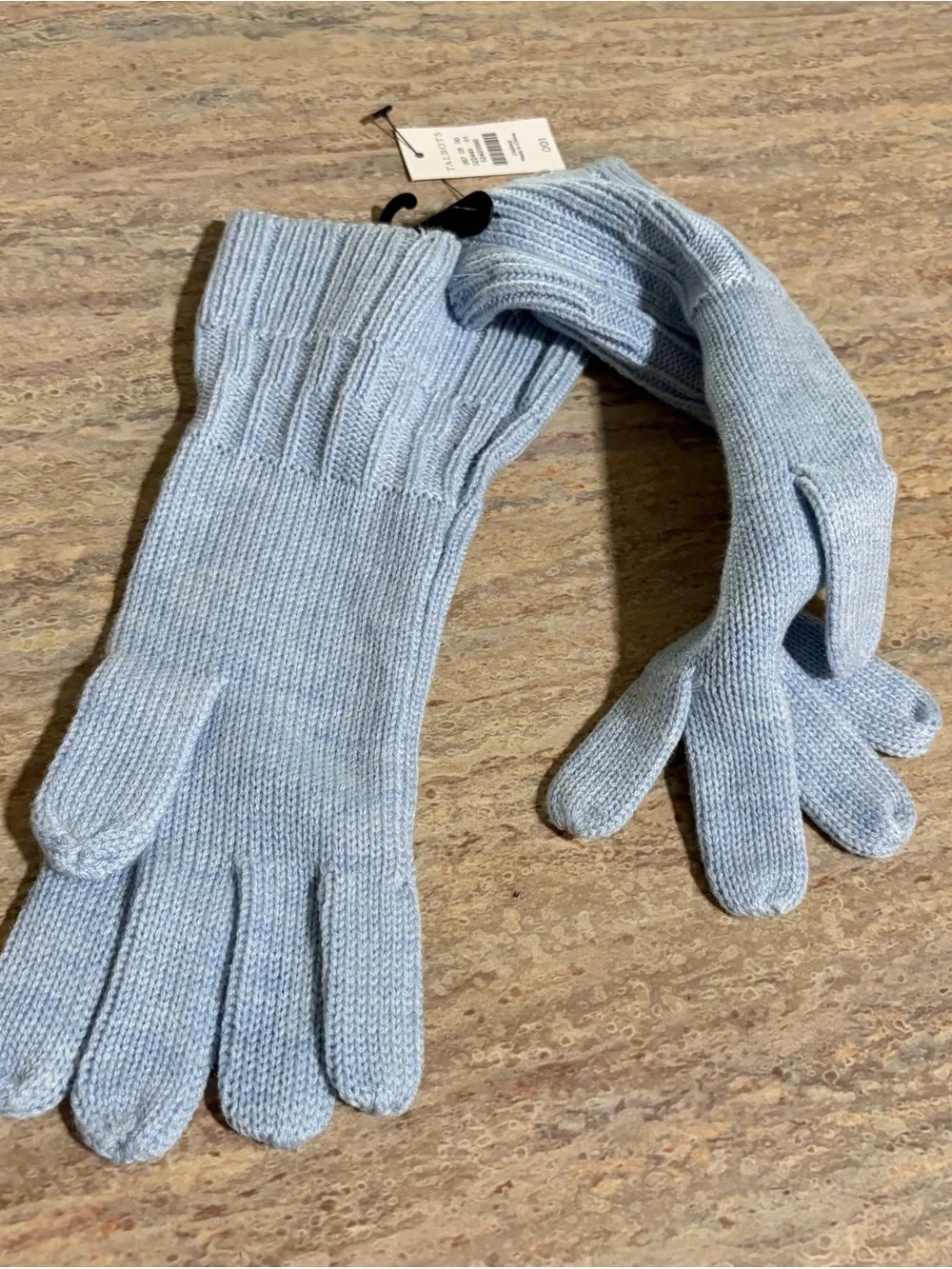 NWT Talbots Light Blue Knit Gloves - Classic Winter Accessory